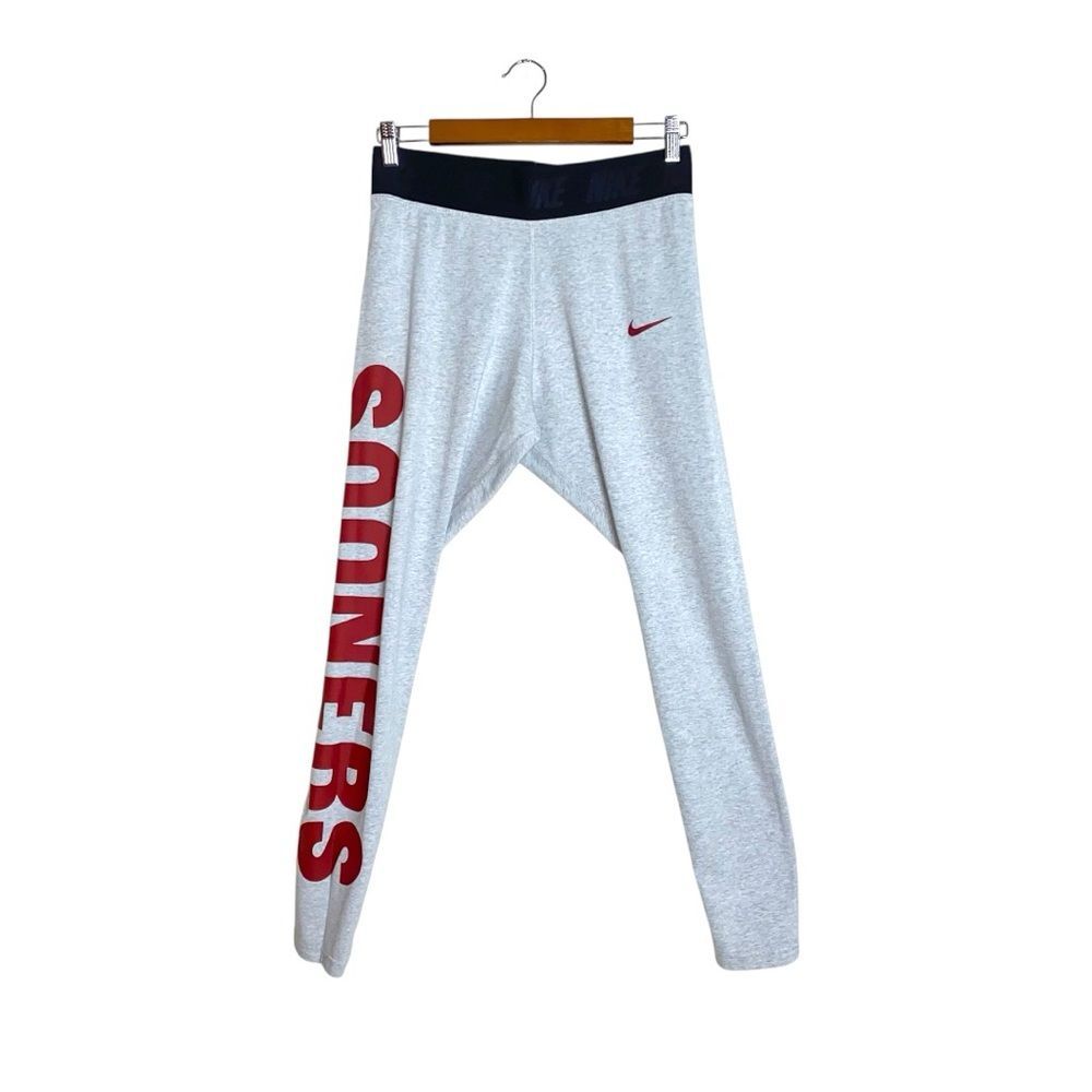 Nike OU Oklahoma Sooners High-Waisted Dri Fit Athletic Leggings Heathered Gray L - Picture 4 of 9